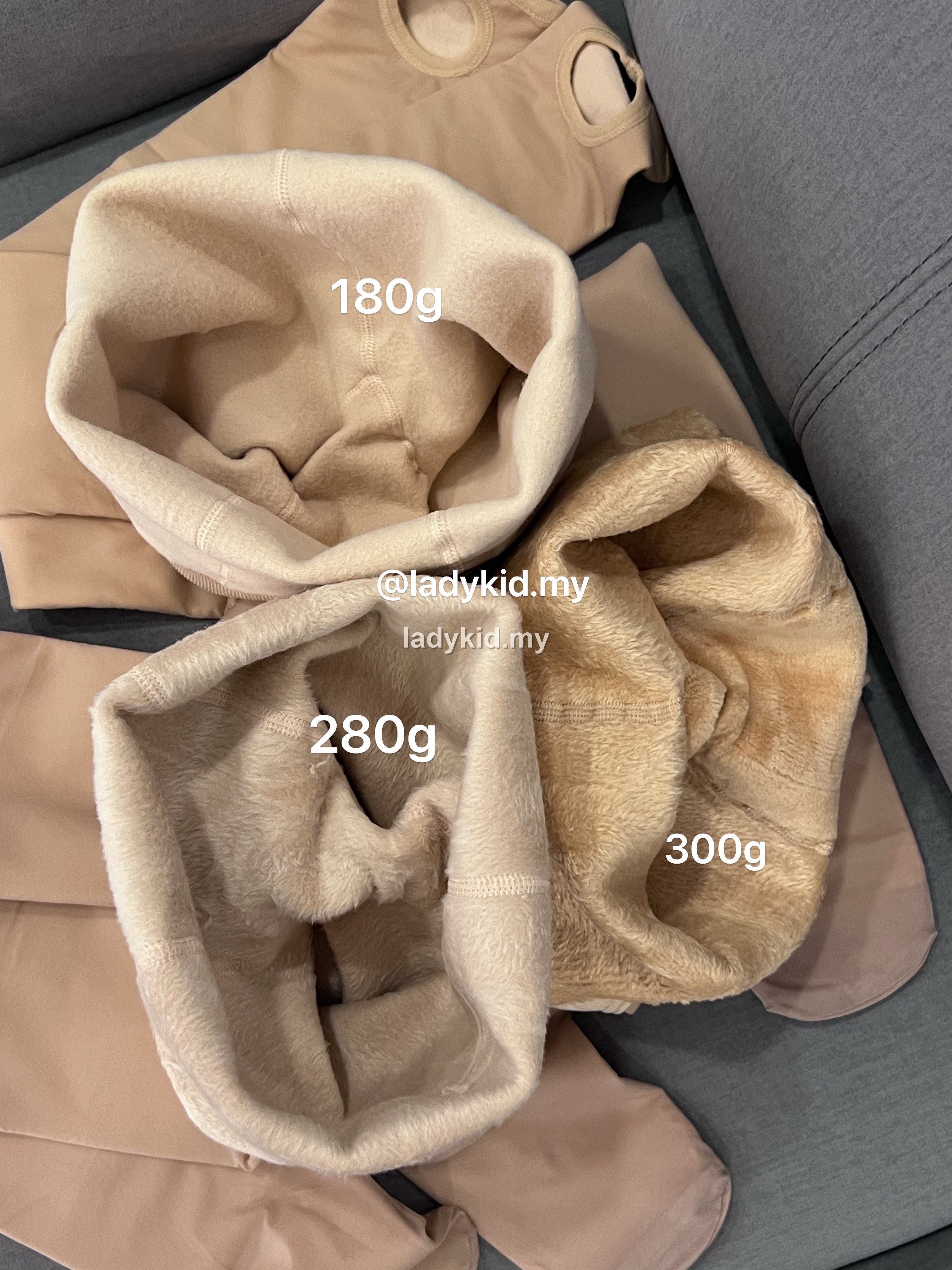 ladykid thickness comparison 180g 280g 300g